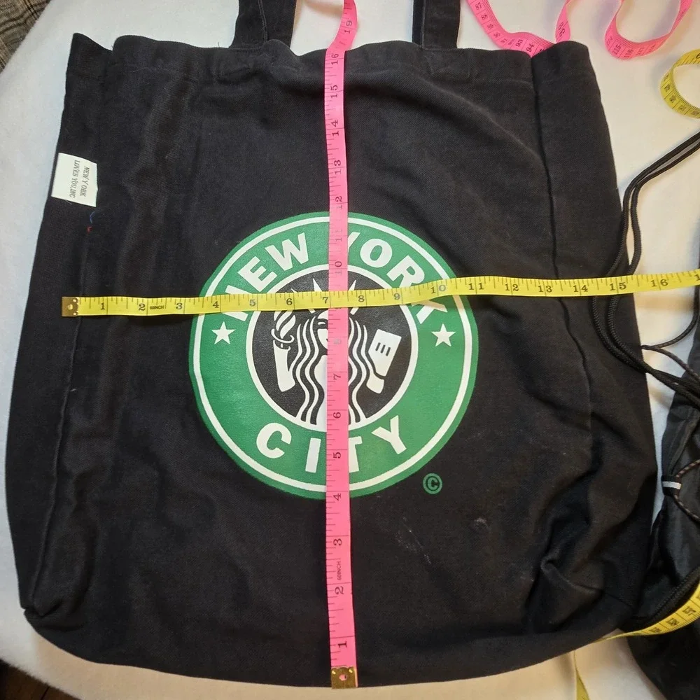 Starbucks Leeds Drawstring Cinch‎ Backpack Canvas New York City Bag Lot 2 Canvas